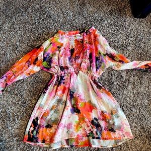 Colorful swimsuit cover up - bought in Mexico, super cute. Low front, see thru.